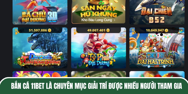 Bắn Cá 11Bet là chuyên mục giải trí được nhiều người tham gia